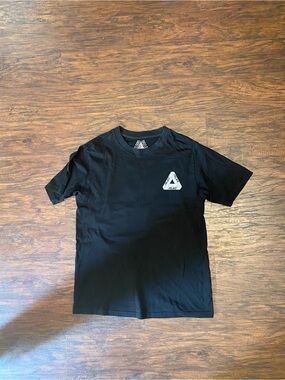 PALACE Black Short-Sleeve Tee with Small White Triangle Logo